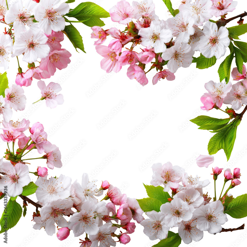 Obraz premium Pink and white cherry blossoms frame