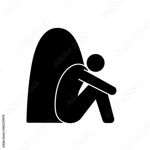 Depressed person, sadness, mental health, silhouette, sitting, feeling alone, isolation