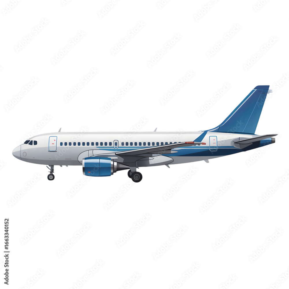 Fototapeta premium Sleek commercial jetliner with blue accents awaits passengers for an exciting journey