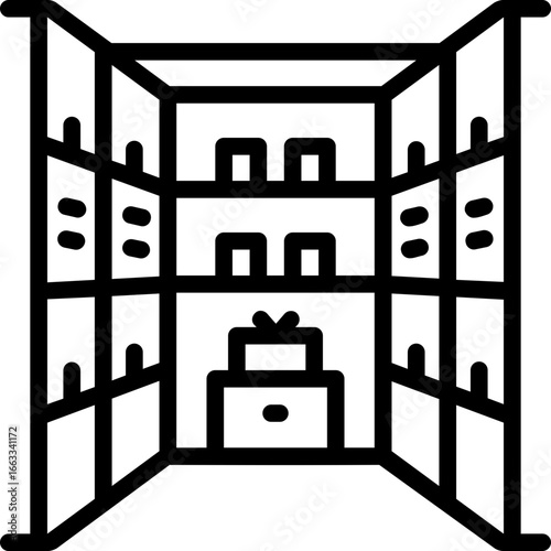 Warehouse Inventory Vector Icon Set | Adjustable Line Weight | Storage, logistics, delivery, packaging, barcode, forklift, shipping, pallet, stock, tracking, management, cargo, supply chain icons