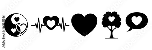 Heart Symbols, Harmony, and Nature Icons
