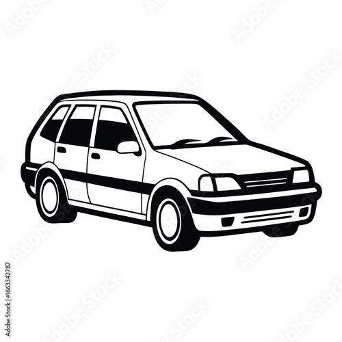 Isolated car design of a unique family hatchback.