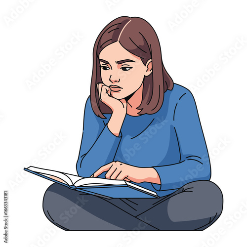 Deep Concentration: A focused person, immersed in the pages of a book, embodies the quiet intensity of a person studying, creating a serene and contemplative atmosphere.