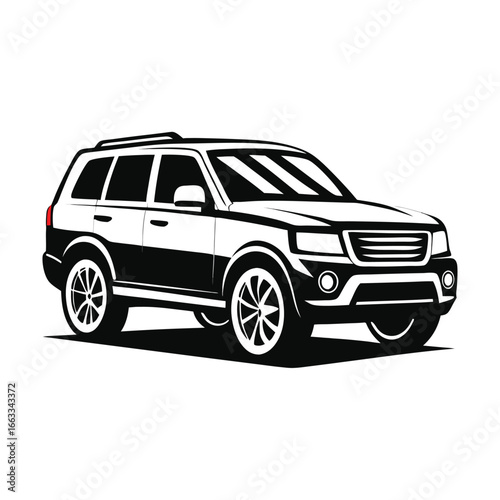 Isolated silhouette design of a unique luxury SUV.