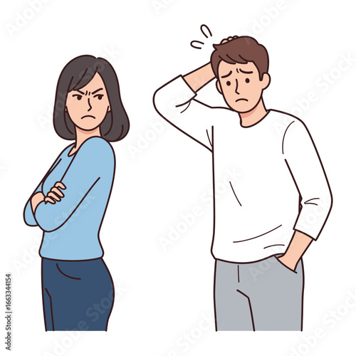 Discord and Disagreement: A graphic representation illustrating the complexities of interpersonal conflict, with a focus on expressions of anger and confusion.