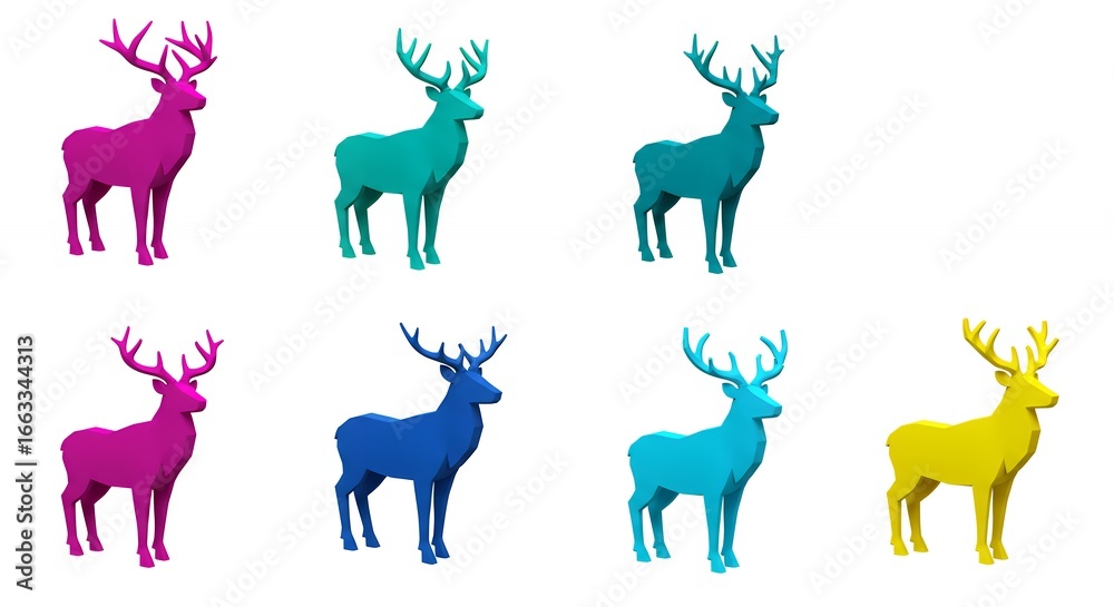 Fototapeta premium Colorful deer silhouettes graphic design