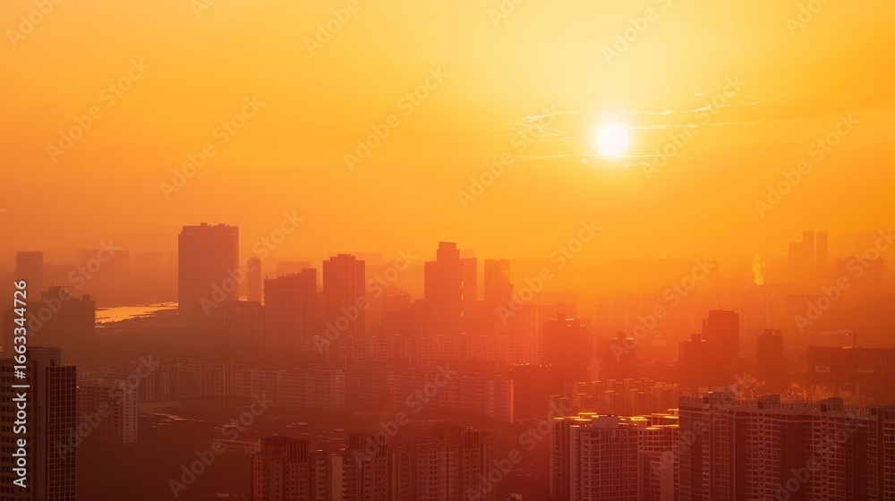 Fototapeta premium Surviving the Heatwave: Coping Strategies and Impact of High Temperature Weather on Urban Life