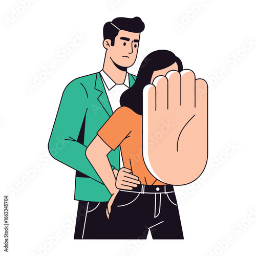Stop Abuse: A compelling illustration depicts a poignant scenario of domestic abuse, using symbols to confront a serious social issue and spark contemplation.