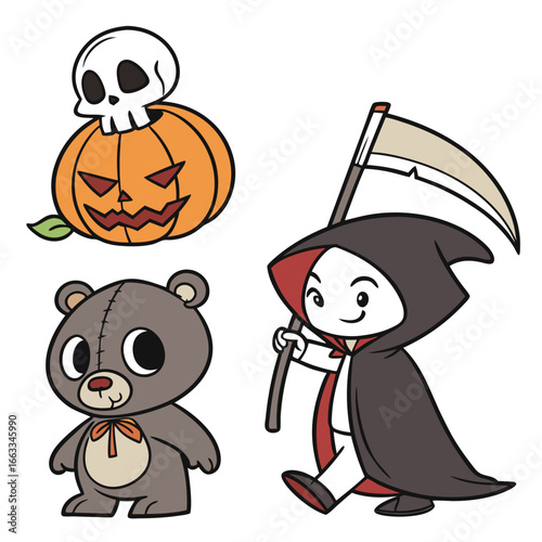 Halloween line icon set. Group of object. Ghost, horror, celebration, moon, witch, pumpkin.