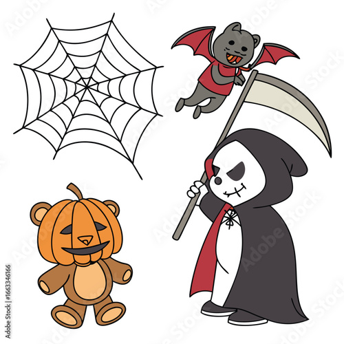 Halloween line icon set. Group of object. Ghost, horror, celebration, moon, witch, pumpkin.