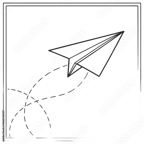 Paper Airplane Outline Minimal Origami Line Art Transparent PNG