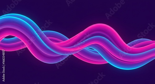 Vibrant abstract design featuring intertwined flowing lines in striking pink and blue gradients, embodying modern digital elegance and dynamic liquid motion