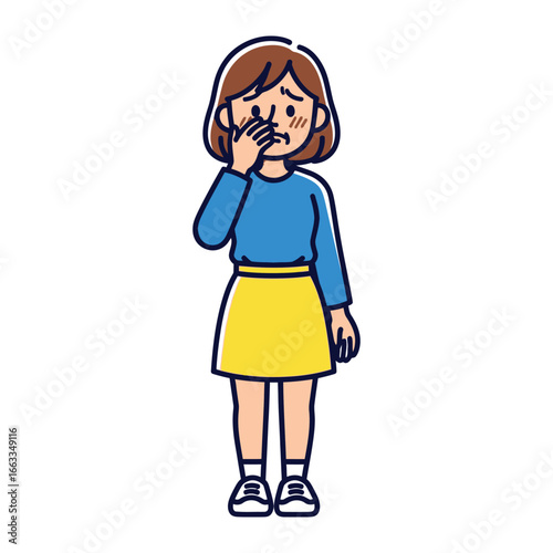 Expressing Disgust: A stylized illustration of a woman, her face etched with a look of clear repulsion, a visual representation of the strong sensory experience of distaste.