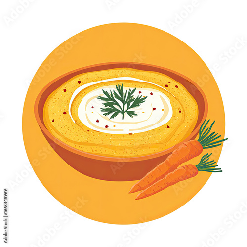 Creamy carrot soup in a bowl