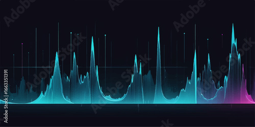 Abstract sound wave vector with a blue digital frequency graph design