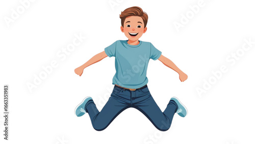 Happy young boy jumping