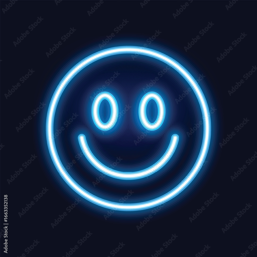 Vector Smile Face Emoticon With Neon Style Vector Smile Face Emoticon With Neon Style