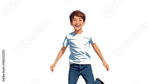 Happy young boy jumping