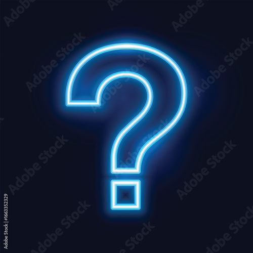 Vector Question Mark Icon With Neon Style