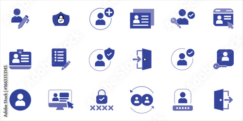 user account icons set. internet, avatar, website, authentication and more. simple colored vector illustration