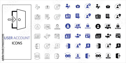 user account icons set. avatar, login, website, authentication and more. simple complete vector illustration