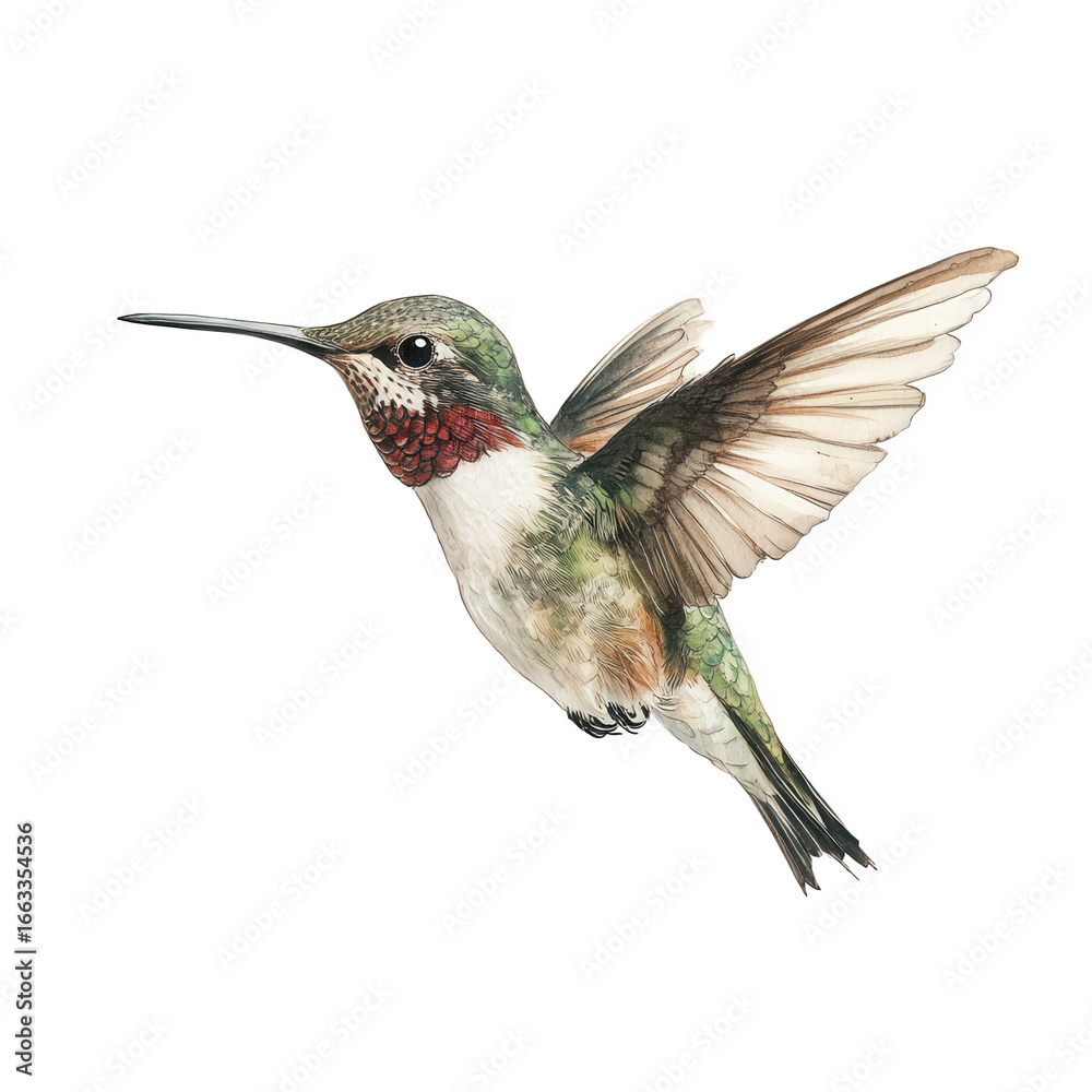 Fototapeta premium Hummingbird in flight, isolated on transparent background