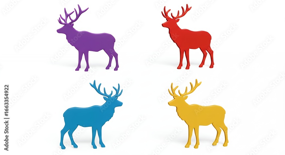 Fototapeta premium Colorful deer silhouettes vector design