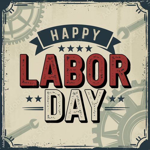 Vintage Labor Day Poster Design, grunge texture