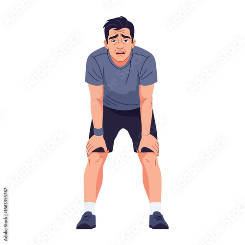 Exhaustion and Endurance: A determined individual takes a moment to catch their breath after a grueling workout. Every bead of sweat tells a story of effort and perseverance.