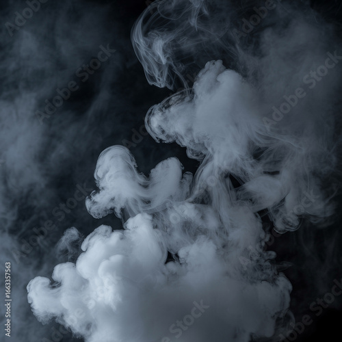 Abstract White Smoke Swirling on Dark Background