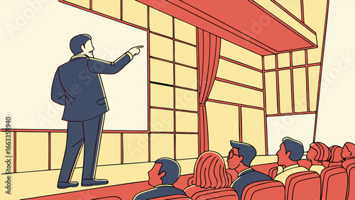 Businessman Presenting to Audience in Meeting Room.