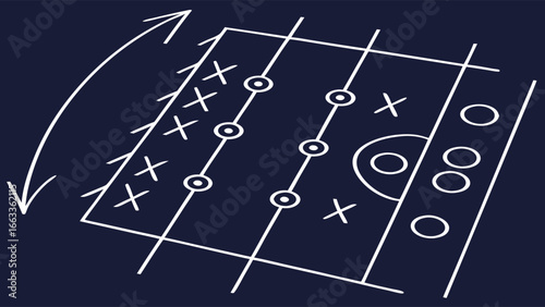 Football Play Diagram with Arrows and Symbols.