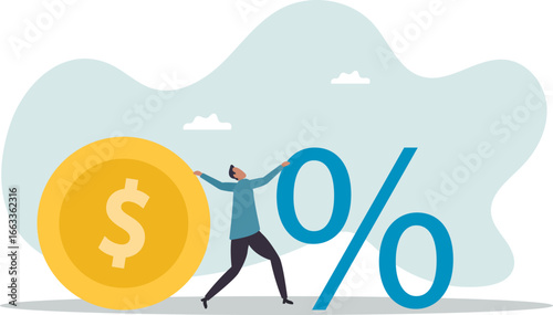 Lending, mortgage or loan interest rate, financial credit, economy growth or income tax calculation, debt or financial credit.about a man and his life.