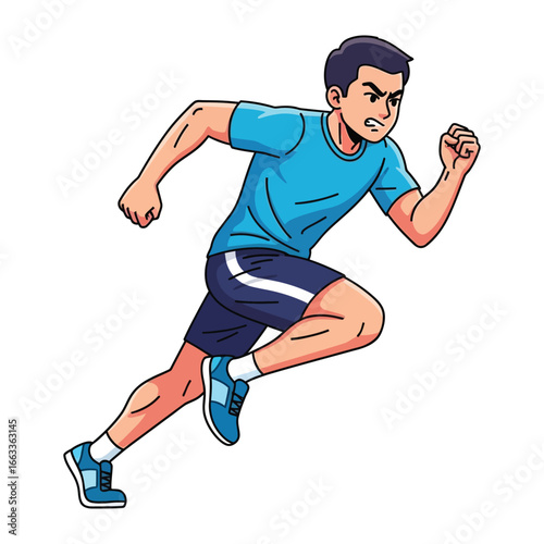 Energy in Motion: A dynamic depiction of athleticism captures a determined individual in full stride, embodying power, speed, and the essence of sport.