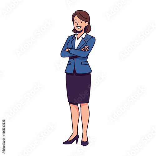 Konstfotografi Confident Businesswoman Portrait: A poised professional stands with folded arms, radiating assurance and readiness
