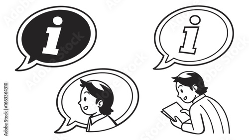 Informative Speech Bubbles and People Reading Information.