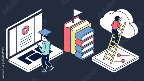 Online Learning and Knowledge Acquisition Illustration.