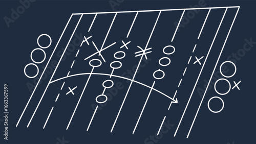 Simple American Football Play Diagram on Field.