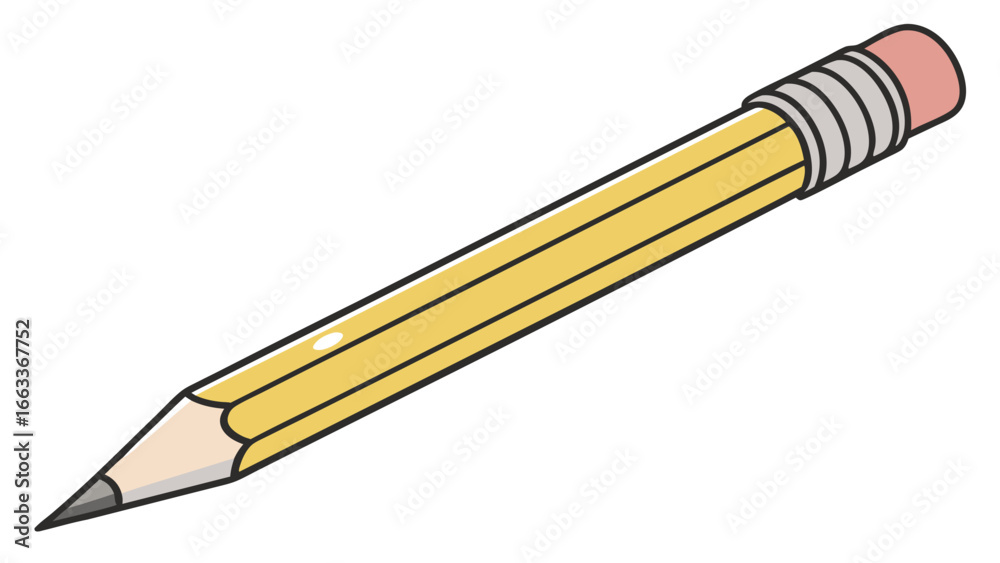 Fototapeta premium Simple Yellow Pencil with Eraser.