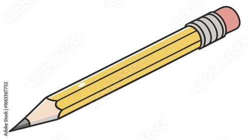 Simple Yellow Pencil with Eraser.