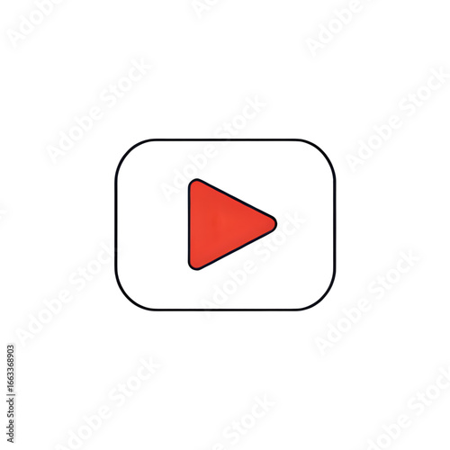 Play Button Icon: Red Triangle on Black Square for Videos & Media
