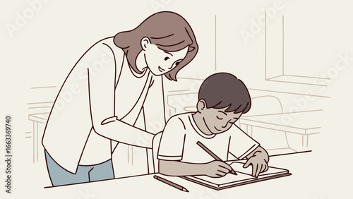 Teacher Guiding Student in Classroom Setting 2.