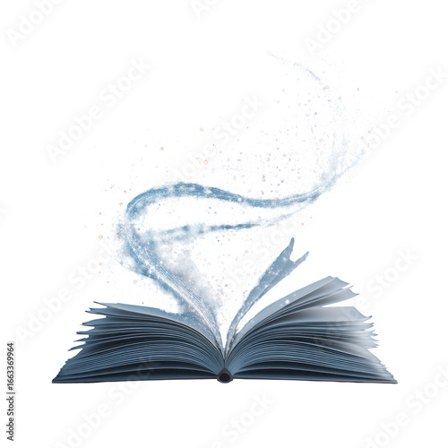 Open book with ethereal light streaming from pages
