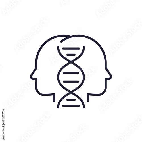 clones line icon with dna and human heads