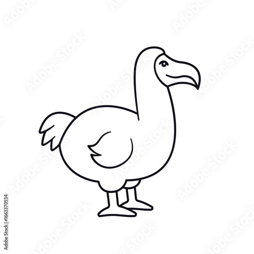Dodo bird, extinct animal outline on white