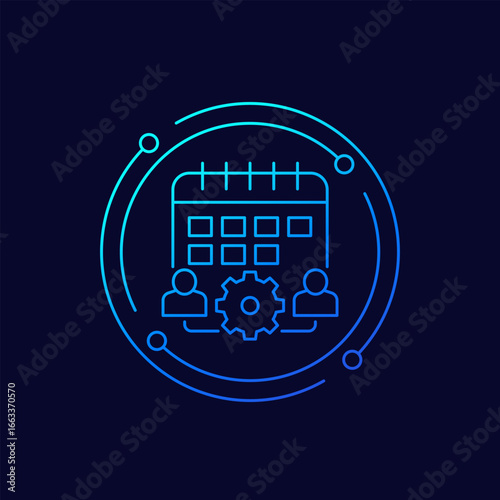 employee scheduling icon, linear design