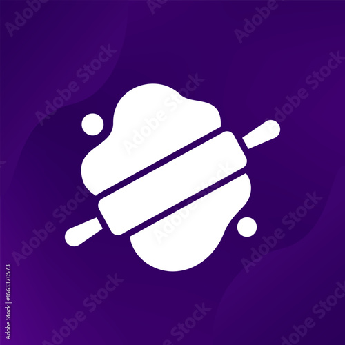 dough and rolling pin icon, vector