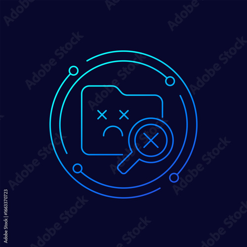 not found icon, no search results, linear design