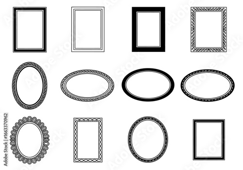 Collection of Decorative and Ornate Picture Frames in Various Shapes and Styles for Artistic Display and Home Decor