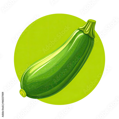 Green zucchini on a lime-green circle